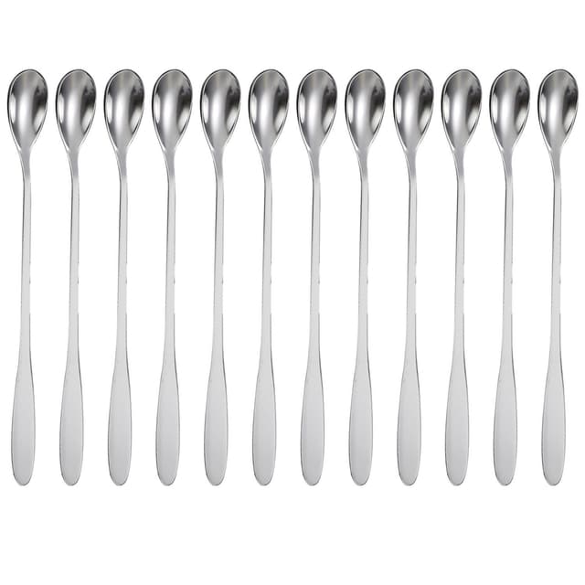 Sked Set med 12 långa skedar i rostfritt stål (silver)