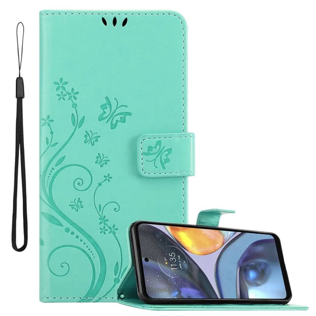Motorola MOTO G22 Suojakuori Lompakkokotelo (Turkoosi)