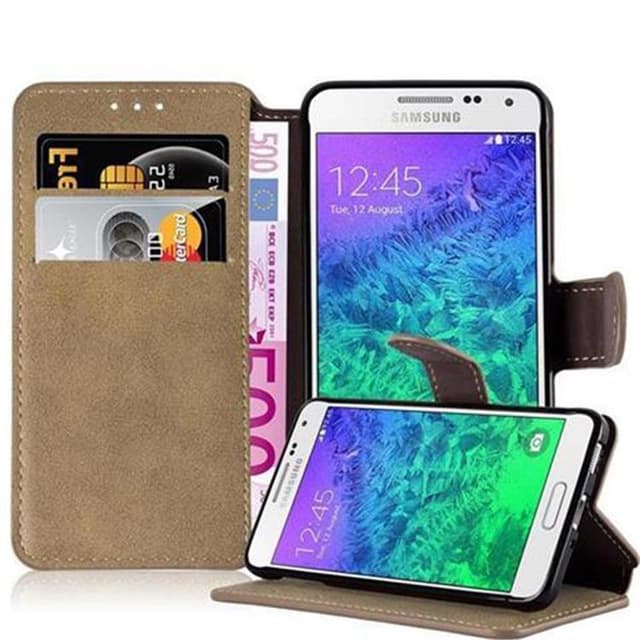 Samsung Galaxy ALPHA Suojakuori Lompakkokotelo (Ruskea)