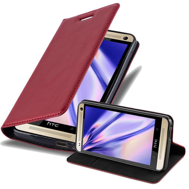HTC ONE M7 lommebokdeksel case (rød)
