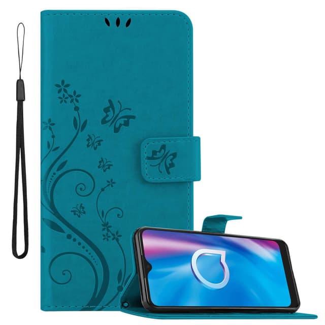 Alcatel 1S 2020 lommebokdeksel Blomster (Blå)