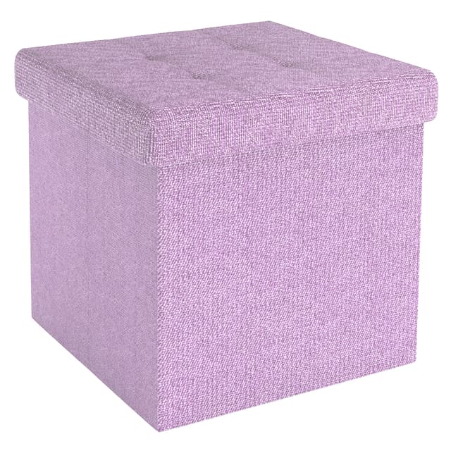 Hopfällbar Sittpall 38x38x38 cm Fotstöd (rosa)