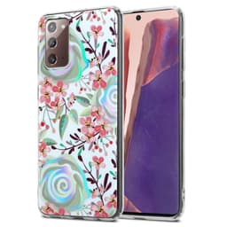 Samsung Galaxy NOTE 20 lommebokdeksel Blomster (hvit)