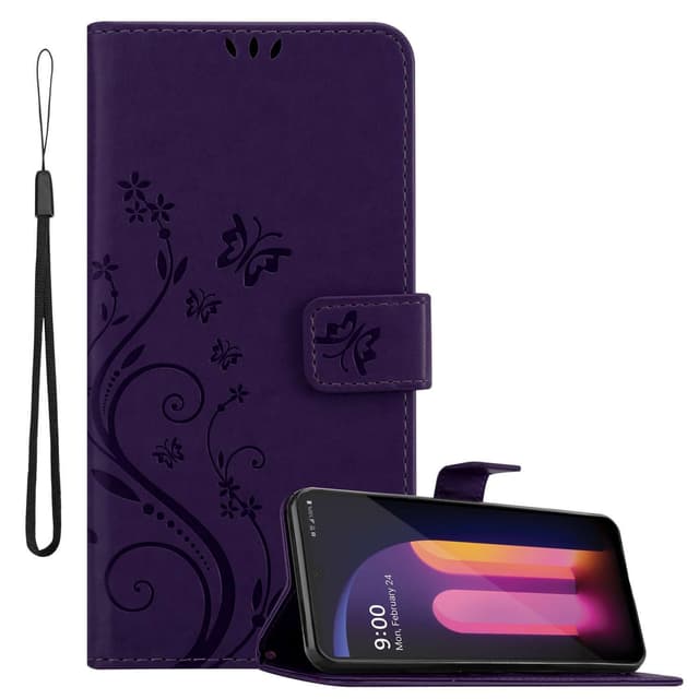 LG V60 ThinQ lommebokdeksel Blomster (Lilla)