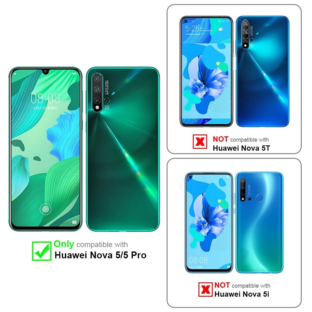 Cadorabo Custodia Libro Portafoglio Per Huawei Nova 5 / 5 Pro - Nero Notte - Con Vani Carte E Chiusura Magnetica