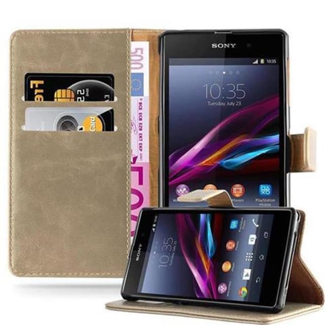 Sony Xperia Z1 Suojakuori Lompakkokotelo (Ruskea)