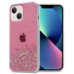 iPhone 13 Silikondeksel Glitter (rosa)