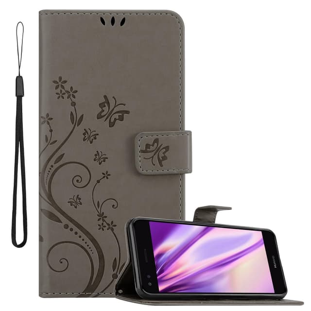 Huawei Y6 PRO 2017 Suojakuori Lompakkokotelo (harmaa)