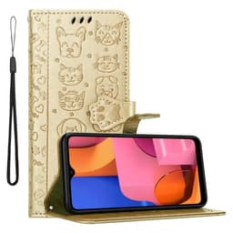 Samsung Galaxy A20s Suojakuori Lompakkokotelo (kulta)