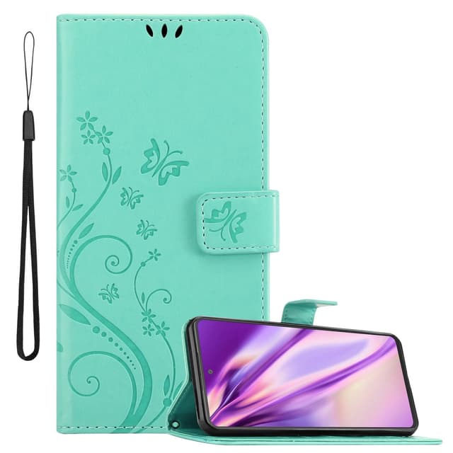 Samsung Galaxy A53 5G lommebokdeksel Blomster (turkis)