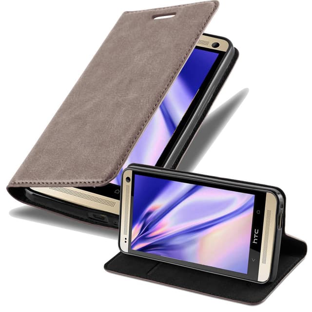 HTC ONE M7 Suojakuori Lompakkokotelo (Ruskea)