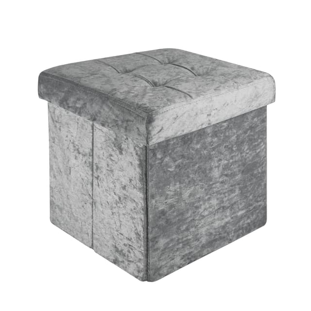Hopfällbar Sittpall Sittkub 30x30x30cm Fotstöd (grå)