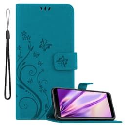Samsung Galaxy J6 PLUS lommebokdeksel Blomster (blå)