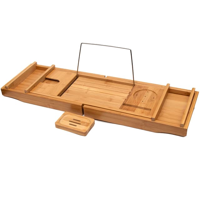 Sustainable Bamboo Bath Shelf Adjustable Rest with Soap