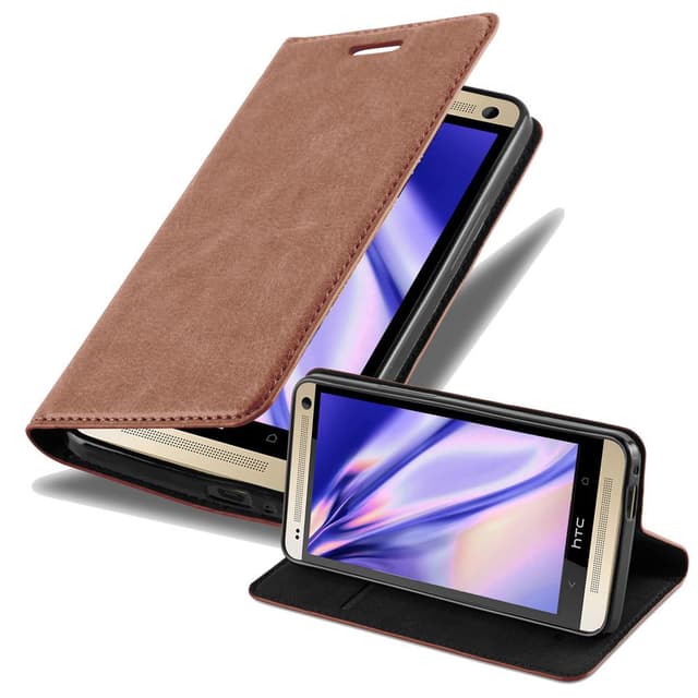 HTC ONE M7 lommebokdeksel case (brun)