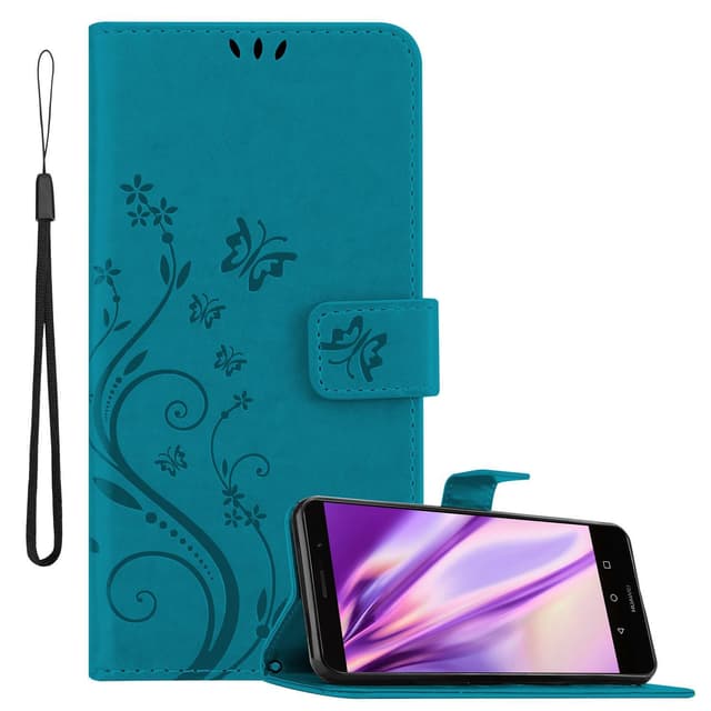 Huawei MATE 9 lommebokdeksel Blomster (blå)