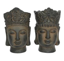 Urtepotte BUDHA HEAD H50cm, brun, bland