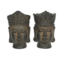 Blomsterpotte BUDHA HEAD H36cm, brun, bland