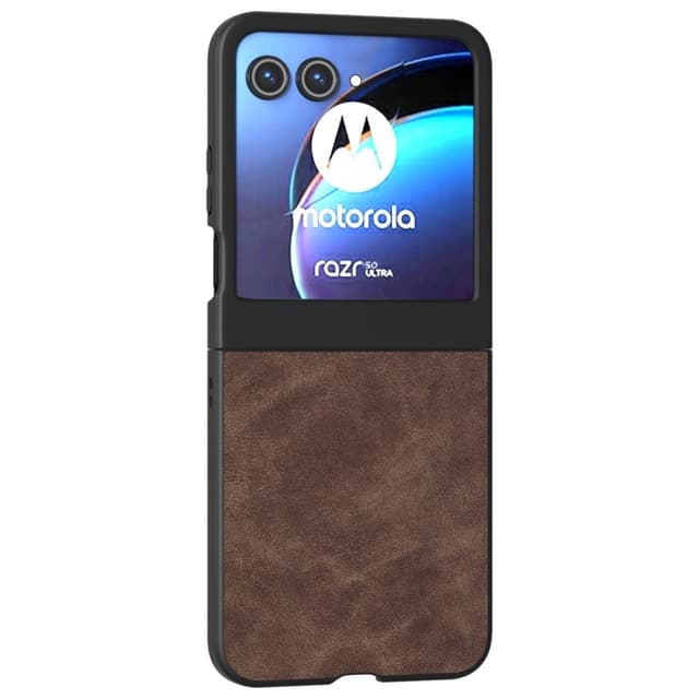 SKALO Motorola Razr 50 5G ABEEL PU læder Fold Cover - Brun