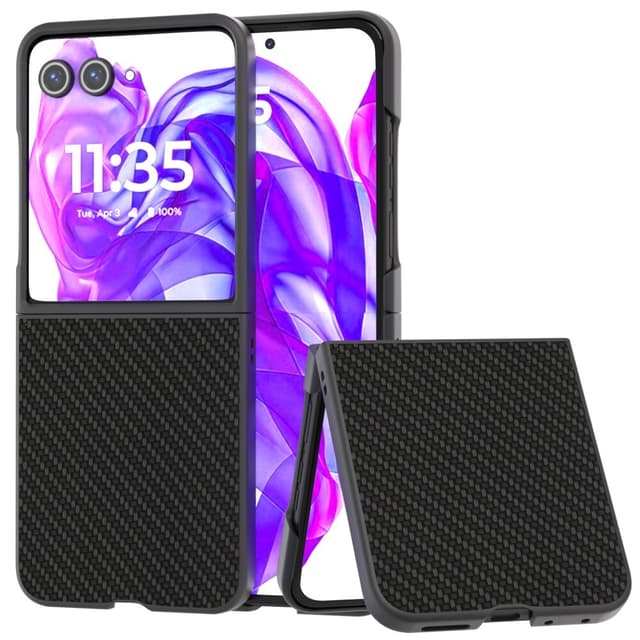 Motorola Razr 50 Ultra 5G SKALO ABEEL Carbon Fiber Suojakuori Musta