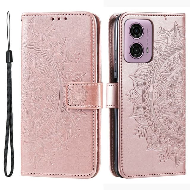 SKALO Motorola Moto G85 5G Mandala Flip Cover - Rosa guld