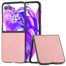 SKALO Motorola Razr 50 Ultra 5G ABEEL PU-Läder Fold Skal - Rosa
