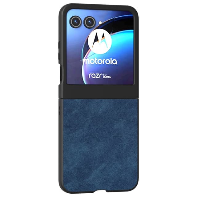 SKALO Motorola Razr 50 5G ABEEL PU Nahka Fold Suojakuori - Sininen