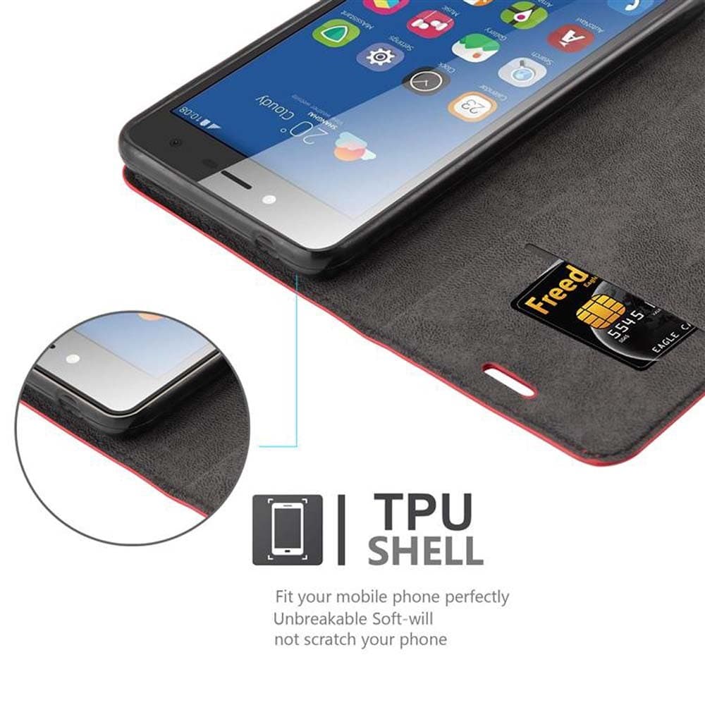 CADORABO Custodia protettiva in silicone TPU flessibile, Retro copertina, ZTE, Blade L7, Frost Rosso