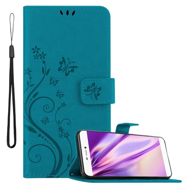 Huawei P8 lommebokdeksel Blomster (blå)