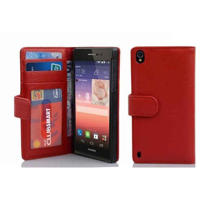 Huawei ASCEND P7 Plånboksfodral Skal (Röd)