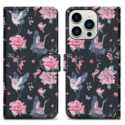 iPhone 14 PRO Suojakuori Lompakkokotelo (Musta)