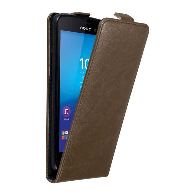 Sony Xperia M4 AQUA Suojakuori Lompakkokotelo (Ruskea)