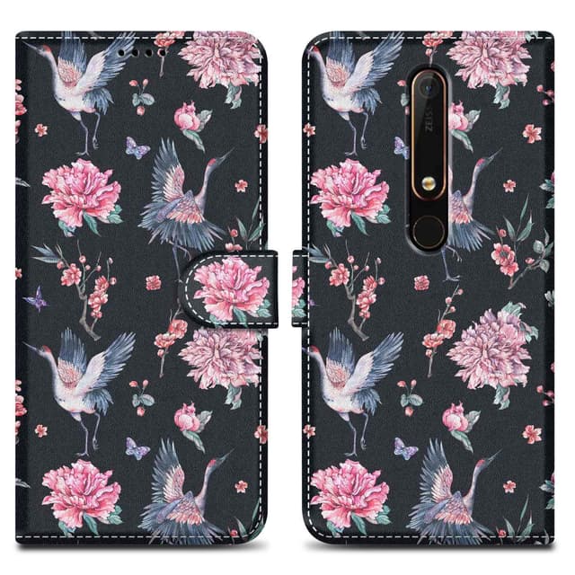 Nokia 6.1 Plånboksfodral Skal (Svart)