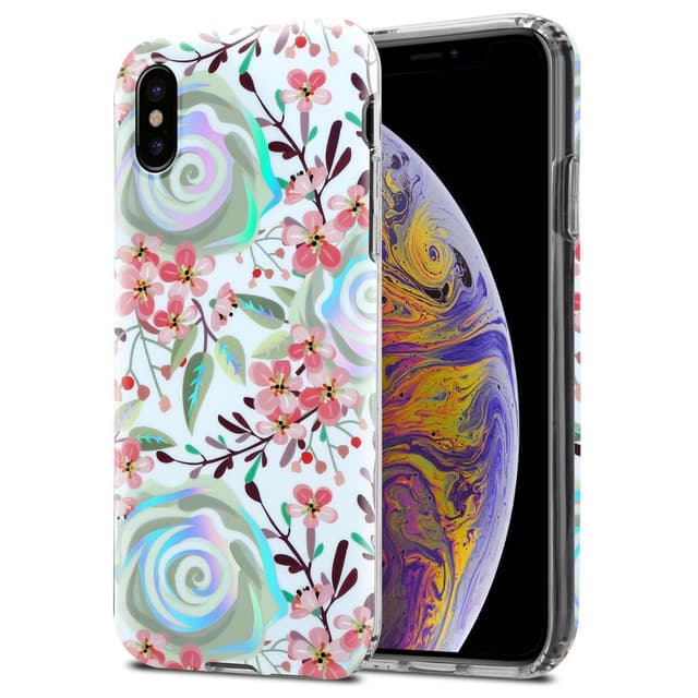 iPhone XS MAX Etui Cover Blomster (Hvid)