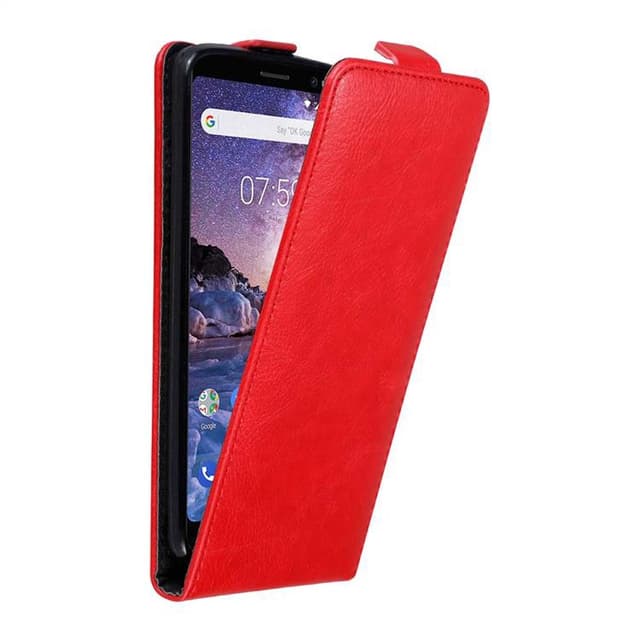 Nokia 7 PLUS Suojakuori Lompakkokotelo (Punainen)
