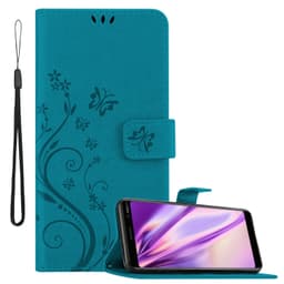 Nokia 7 PLUS lommebokdeksel Blomster deksel (blå)