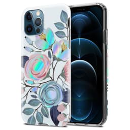 iPhone 12 PRO MAX lommebokdeksel Blomster (hvit)