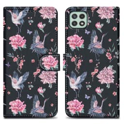 Samsung Galaxy A22 5G Suojakuori Lompakkokotelo (Musta)