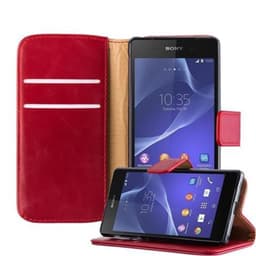 Sony Xperia Z2 Suojakuori Lompakkokotelo (Punainen)