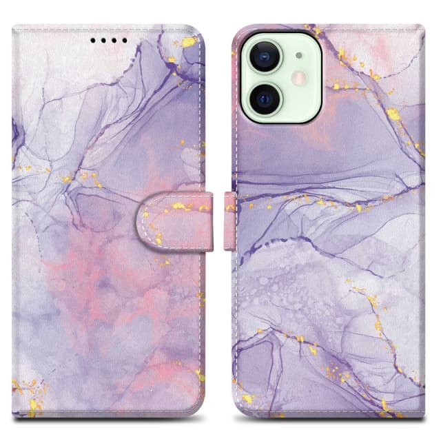 iPhone 12 MINI Suojakuori Lompakkokotelo (Violetti)
