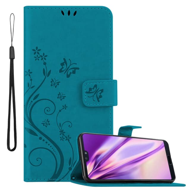 Huawei P20 PRO / P20 PLUS lommebokdeksel Blomster (blå)