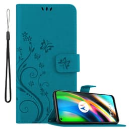 Motorola MOTO G9 PLUS lommebokdeksel Blomster (Blå)