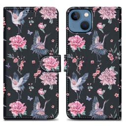 iPhone 14 PLUS Suojakuori Lompakkokotelo (Musta)