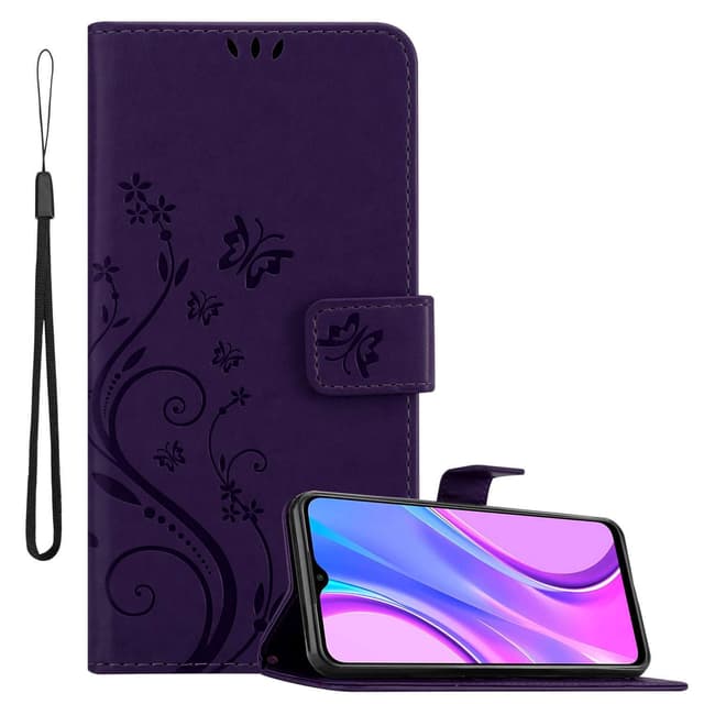 Xiaomi RedMi 9 lommebokdeksel Blomster (Lilla)