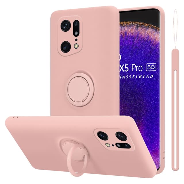 Deksel Oppo FIND X5 PRO Ring Case (rosa)