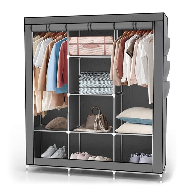 Fällbar Garderob 130x175x45 cm Klädskåp Skåpet (grå)