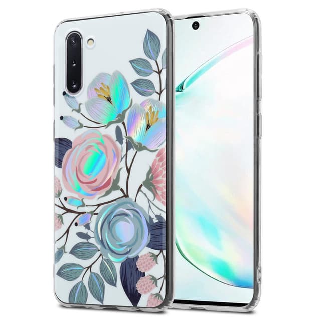 Samsung Galaxy NOTE 10 Fodral Skal Blommor (Vit)