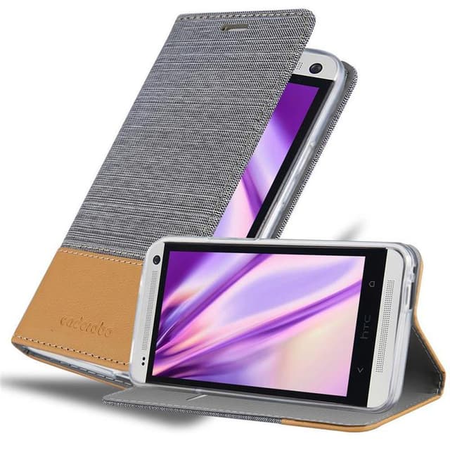 HTC ONE M7 Pungetui Cover Case (Grå)