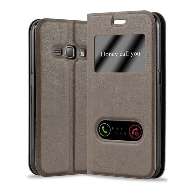 Samsung Galaxy J1 2016 Plånboksfodral Skal (Brun)