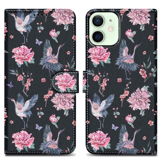 iPhone 12 MINI Suojakuori Lompakkokotelo (Musta)